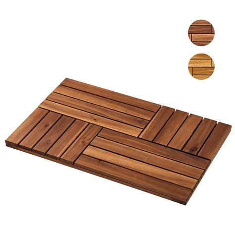 Amazon.com: THYOI Acacia Wood Bath Mat 23.8” x 15.3”, Wooden Shower Mat ...
