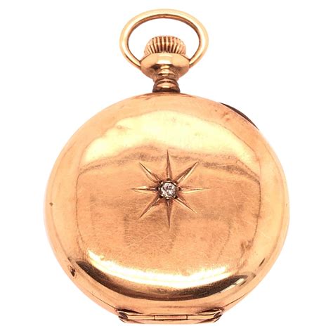 Elgin Multicolor Gold Diamond Hunter Case Pocket Watch at 1stDibs