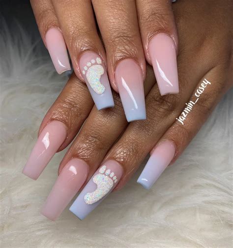 Pin by Sophie Fay on Basic nails | Gender reveal nails, Long acrylic ...