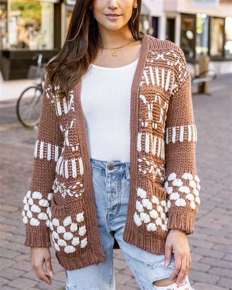 Gingersnap Bobble Knit Chunky Cardigan - Grace and Lace