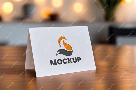 Premium PSD | Logo mockup on white card on table