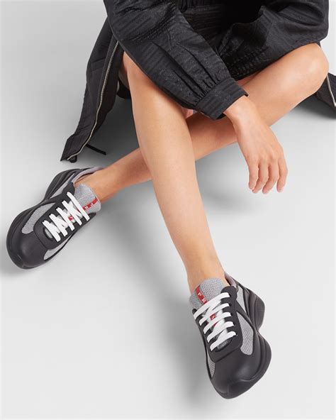Black Prada America's Cup Soft Rubber And Bike Fabric Sneakers | PRADA