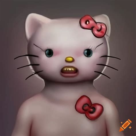 Scary realistic interpretation of Hello Kitty in Tim Burton style on ...