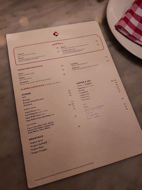 Menu at Osteria Gia Mall Pacific Place restaurant, Jakarta