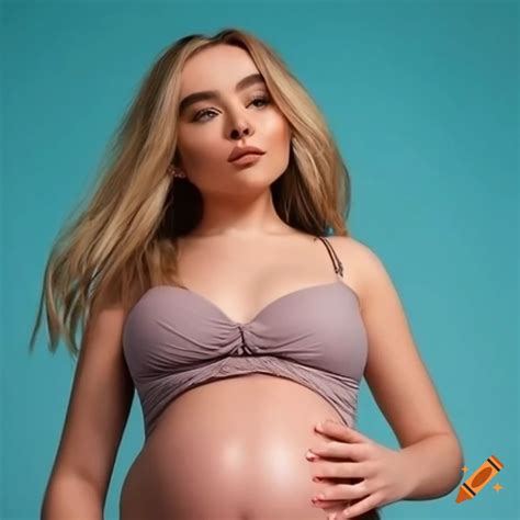 Maternity photoshoot of sabrina carpenter in bikini on Craiyon