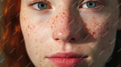 Premium Photo | CloseUp of Young Womans Face with Rosacea and Couperose Red Spots on Cheeks as a ...