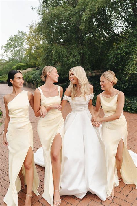 REAL BRIDE ELISE FAUST | Yellow bridesmaid dresses, Pale yellow bridesmaid dresses, Wedding ...