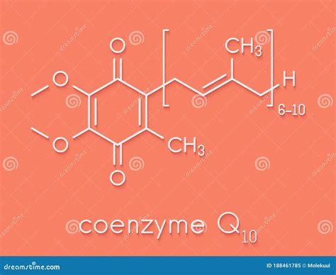 Ubiquinol Molecule. Reduced Form Of Coenzyme Q10. 3D Rendering. Atoms Are Represented As Spheres ...