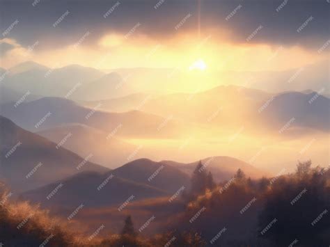 Premium AI Image | Landscape golden hour The occasional unnatural light ...