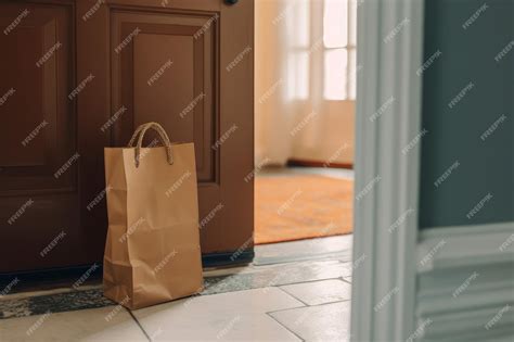 Premium AI Image | Paper bag on floor Space retail Generate Ai
