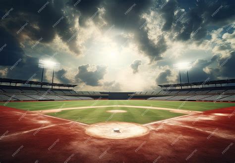 Premium Photo | Baseball field and stadium in the background sports and ...