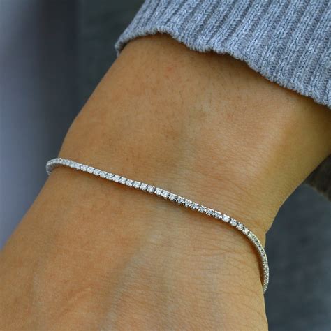 Real Diamonds Tennis Bracelet Solid 14K/18K Gold Delicate | Etsy