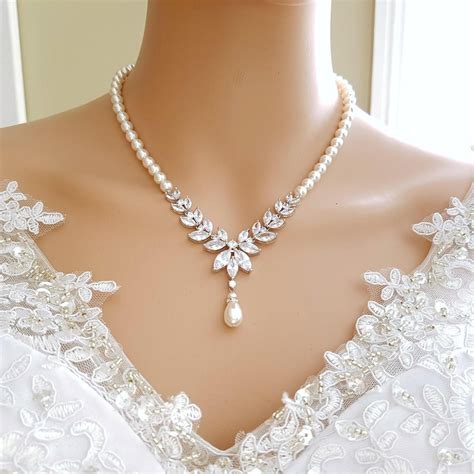 Pearl Bridal Necklace with Detachable Backdrops for Weddings & Brides ...