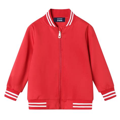 LittleSpring Little Kids Letterman Jacket Girls Boys Bomber Jacket 5T ...