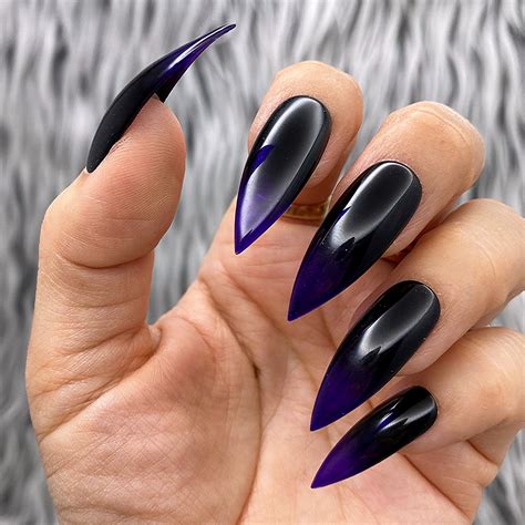 Dark Purple Stiletto Nails