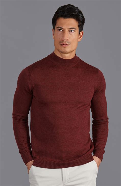 Mens Extra Fine Merino Wool Mock Turtleneck Jumper – Paul James Knitwear