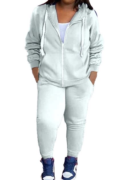 Cindysus Women Two Piece Outfit Plus Size Sweatsuit Hoodie Jogger Set ...