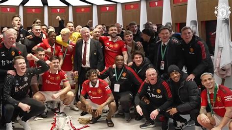Excusive video from Man Utd dressing room after 2023 Carabao Cup final ...