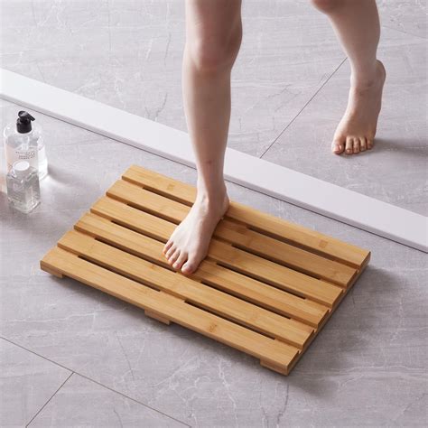 Amazon.com: Bath Mat for Shower, Wooden Floor Mat for Bathroom,Non-Slip ...
