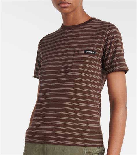 Cotton T-shirt in brown - Miu Miu | Mytheresa