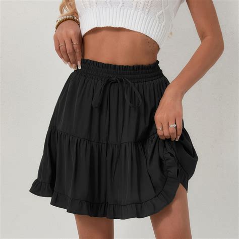 TrdSipl Skorts for Women Dressy Casual Tiered Ruffle Flowy Skort ...