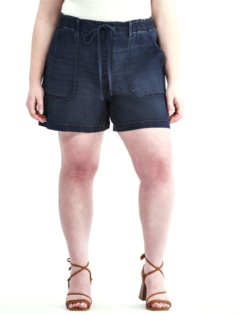 Terra & Sky Women's Plus Size Pull On Denim Shorts, 5" Inseam, Sizes 0X ...