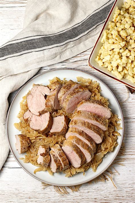 Roasted Pork Tenderloin with Sauerkraut - Domestic Dreamboat