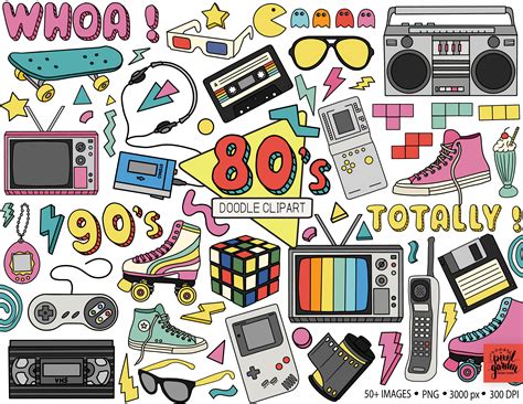 80s Doodle Clipart. Hand Drawn Eighties Nineties Nostalgia - Etsy Canada