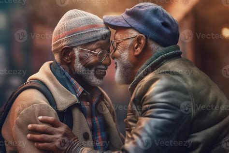 Two happy black older men hugging each other, gay, LGBT. . 24032542 Stock Photo at Vecteezy