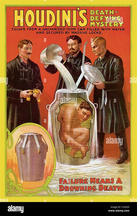 Vintage Houdini Poster 'Houdinis Milk Can Escape' which he first ...