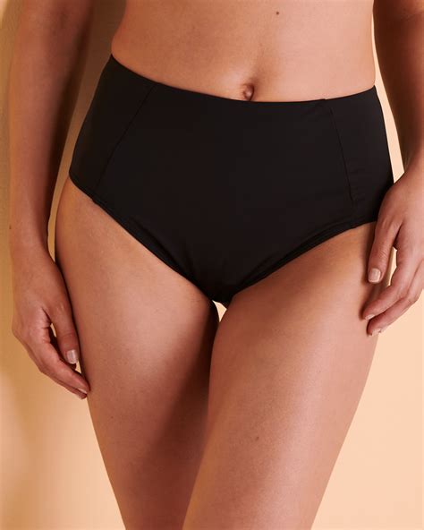 EAU DE SEA FLORAL WAVE High Waist Bikini Bottom - Black | Bikini Village