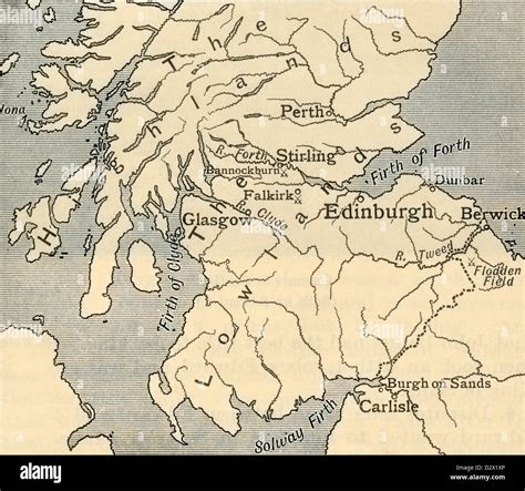 Map of Southern Scotland during the late middle ages. From A First Book ...