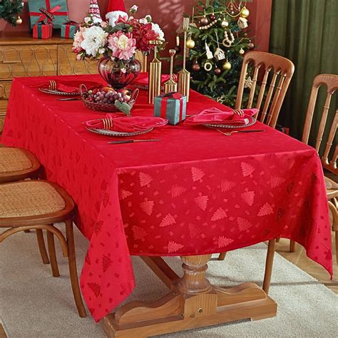 Amazon.com: Honellaty Christmas Red Tablecloth, Jacquard Fabric ...
