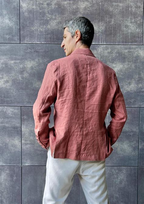 Terracotta Linen Jacket With Embroidery, Boho Linen Blazer, Summer ...