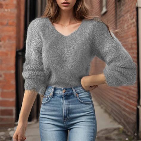 Fartey Fall Sweaters for Women 2025 Soft Comfy Fuzzy Knitted Pullover ...