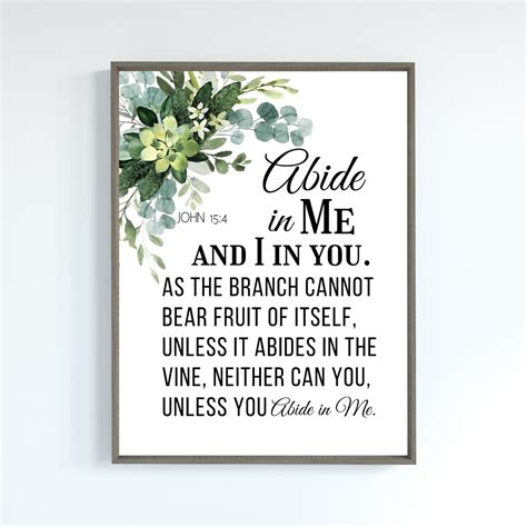 Abide in Me and I in You John 15:4 Print/scripture Wall - Etsy
