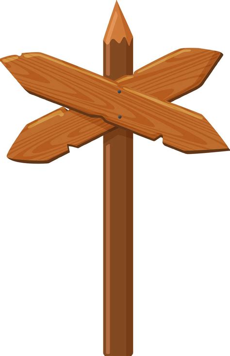 Empty wooden signpost with crossing arrows pointing in opposite ...