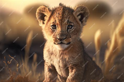 Premium Photo | Portrait of an adorable african lion cub on an african ...