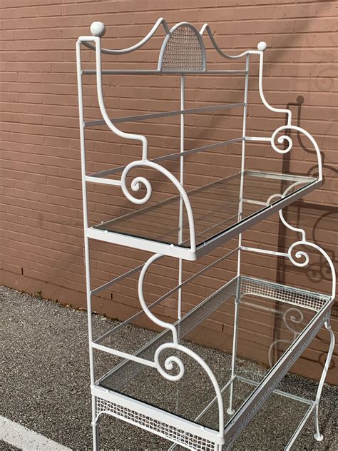 Russell Woodard Wrought Iron 3 Tiers Bakers Rack W/ Glass Shelves ...