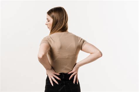 Premium Photo | Kidney infection pyelonephritis urinary tract infection Girl feel backache spine ...