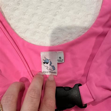 iHeartRaves neon pink glow festival fit. Never worn... - Depop