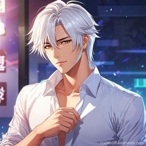 White-Haired Handsome Guy | Stable Diffusion Online
