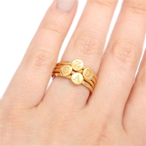 Gold Rings • Gold Initial Rings • Stackable Initial Ring in 24K Vermeil ...