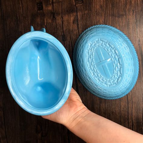 Vintage Westmoreland Large Blue Opaline Milk Slag Glass Nesting Chicken ...