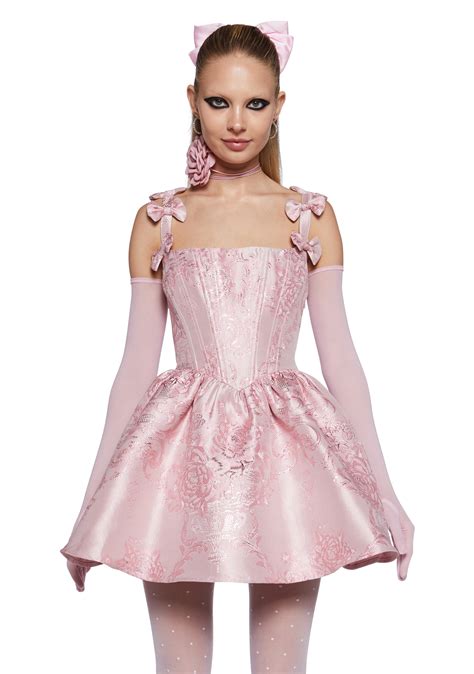 Sugar Thrillz Shimmer Brocade Corset Dress - Pink – Dolls Kill