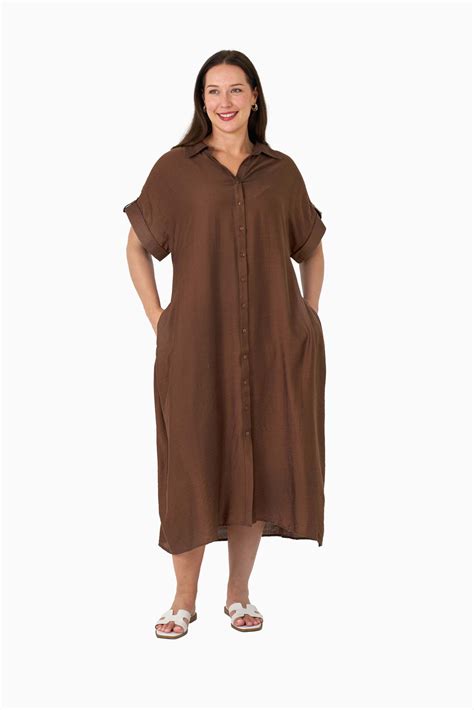 CARLSON DRESS-WHOLESALE WOMEN DRESS-BROWN – BOHO AUSTRALIA