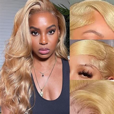 Amazon.com : Honey Blonde Lace Front Wig Human Hair - 13x4 HD ...
