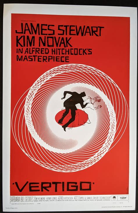 Lot - Vertigo, Starring James Stewart. Reproduction Mid 20th Century ...
