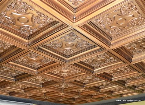 Coffered Faux Tin Decorative Ceiling Tiles TD03 Aged Copper - Etsy
