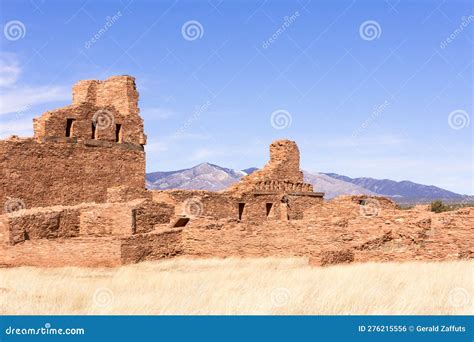 Abo Ruins, New Mexico, with Manzano Mountains in the Distance. Full Sunshine, Blue Sky Stock ...